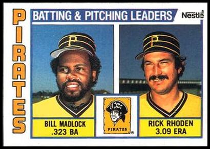 84N 696 Pirates Batting %26 Pitching Leaders Bill Madlock Rick Rhoden.jpg